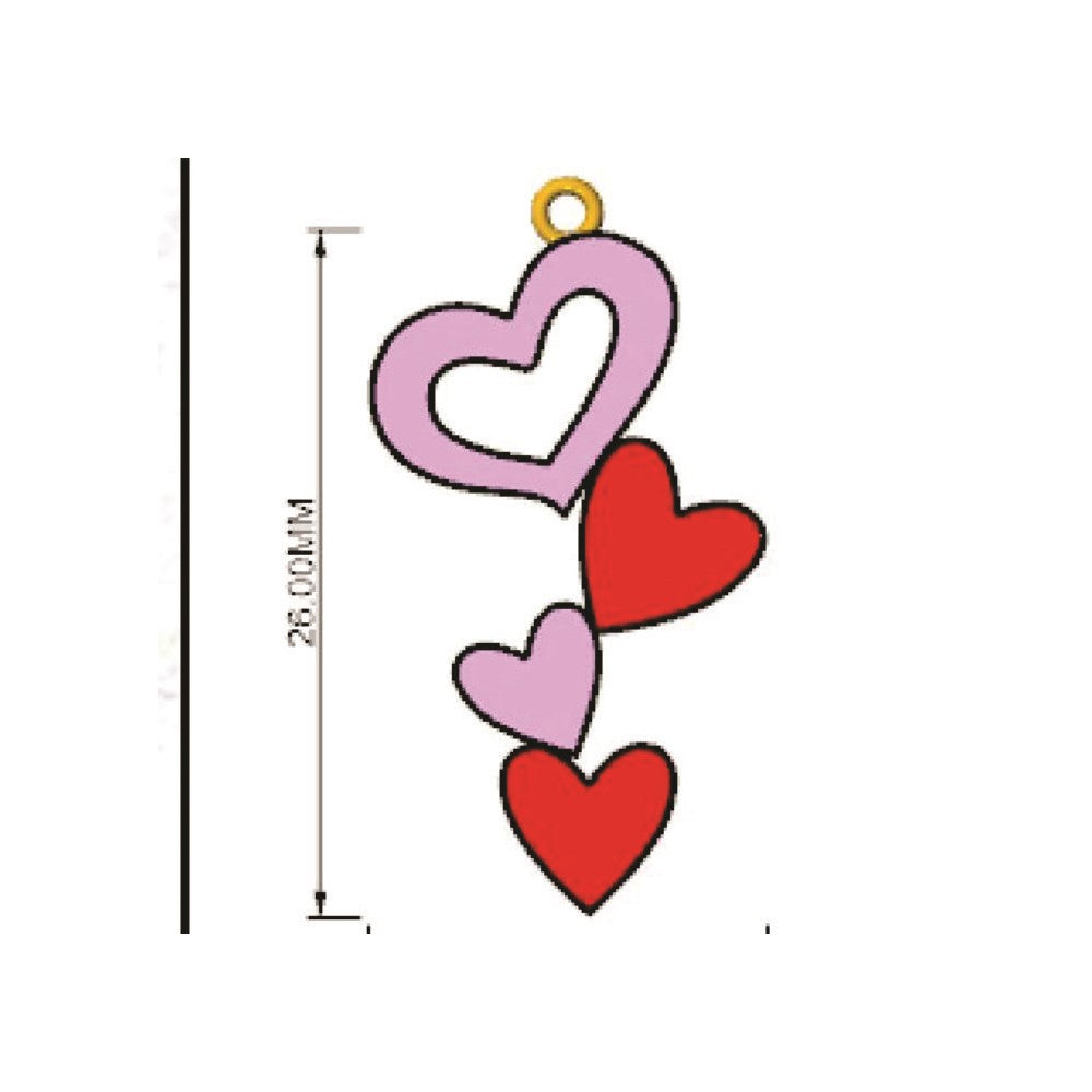 14k Fancy Four Heart Charm