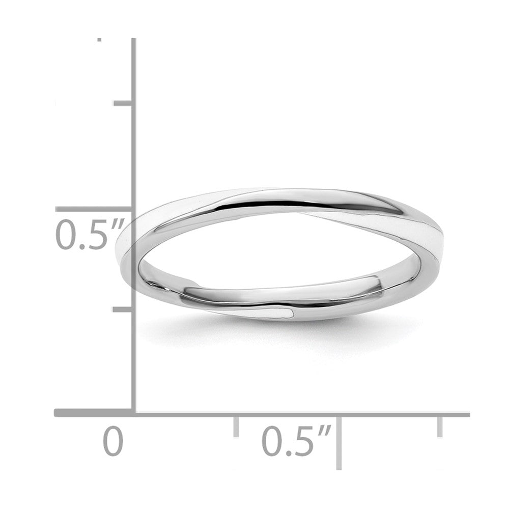 Sterling Silver Stackable Expressions Twisted White Enameled Ring Size -9