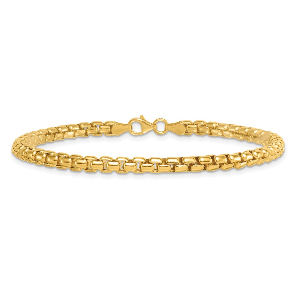 14k Polished 4.25mm Rounded Box Chain 8.5 inch Mens Bracelet