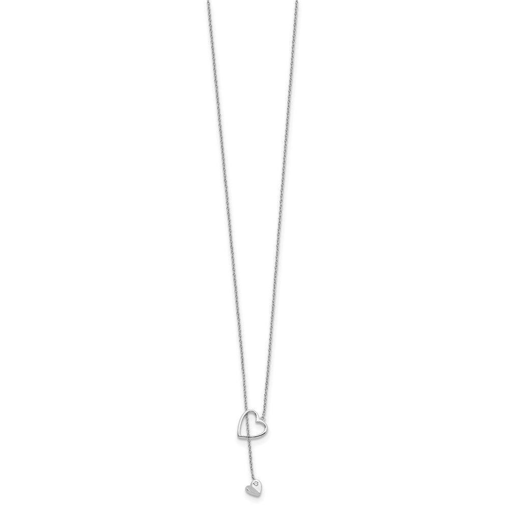 White Ice Sterling Silver Rhodium-plated 18 Inch Diamond Heart Necklace 18 Inches
