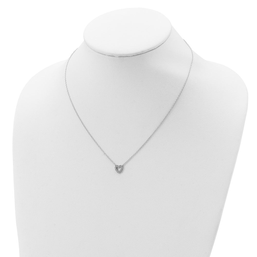 Sterling Silver Rhodium-plated CZ Open Heart 18 inch Necklace 18 Inches