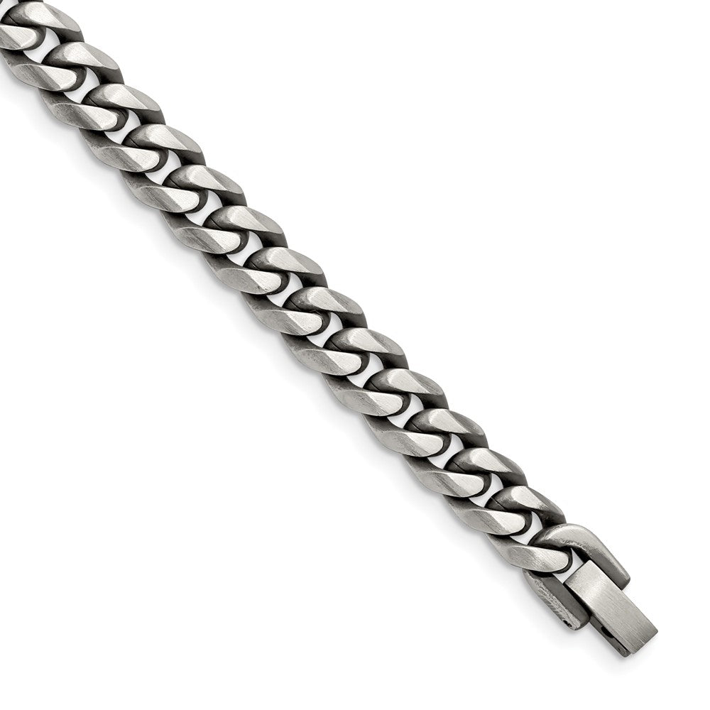 Stainless Steel Antiqued and Brushed 9mm Curb 8.25in Bracelet 8.25 inches