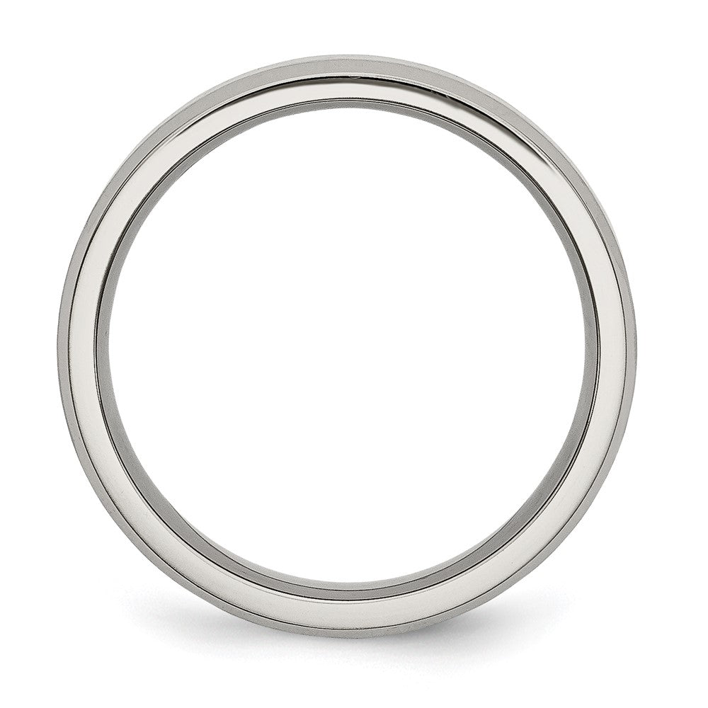 Titanium Brushed and Polished 6mm Beveled Edge Band Size - 11