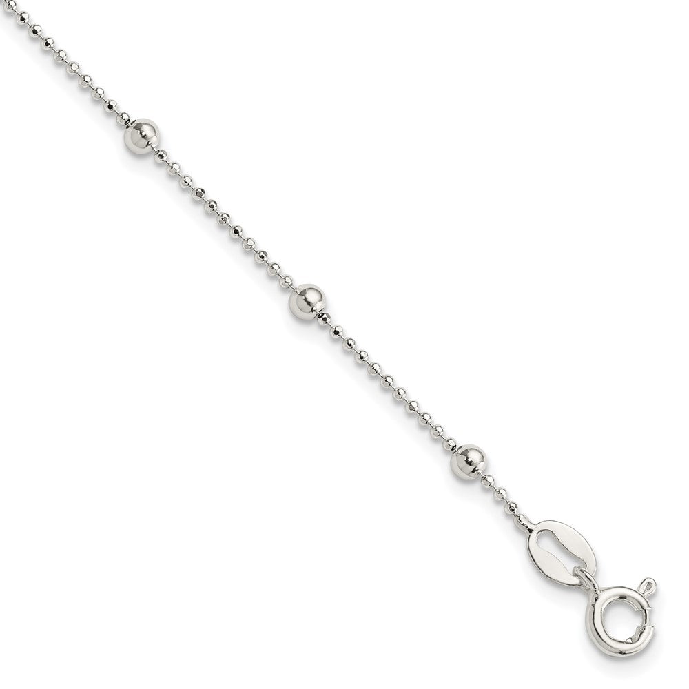 Sterling Silver Polished Beaded Bracelet 7 inches