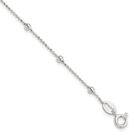 Sterling Silver Polished Beaded Bracelet 7 inches