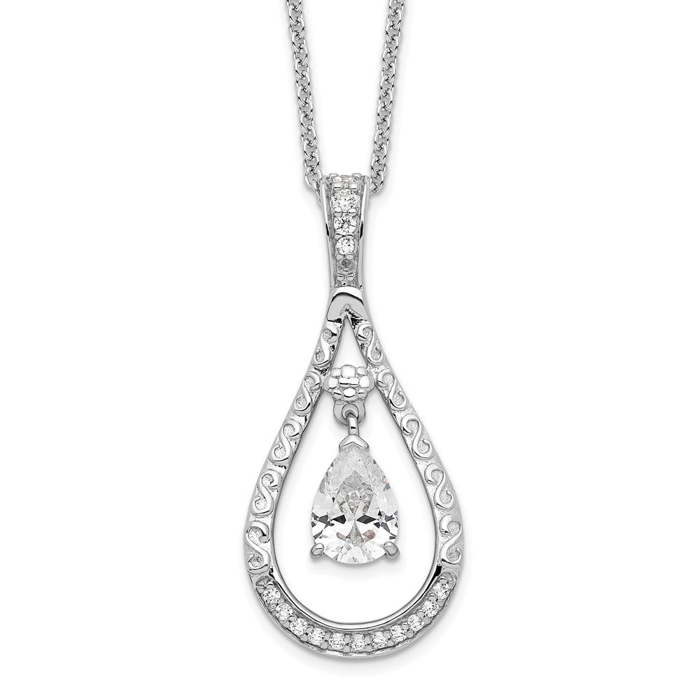 Sentimental Expressions Sterling Silver Rhodium-plated April CZ Stone Never Forget Tear 18in Birthstone Necklace 18 Inches
