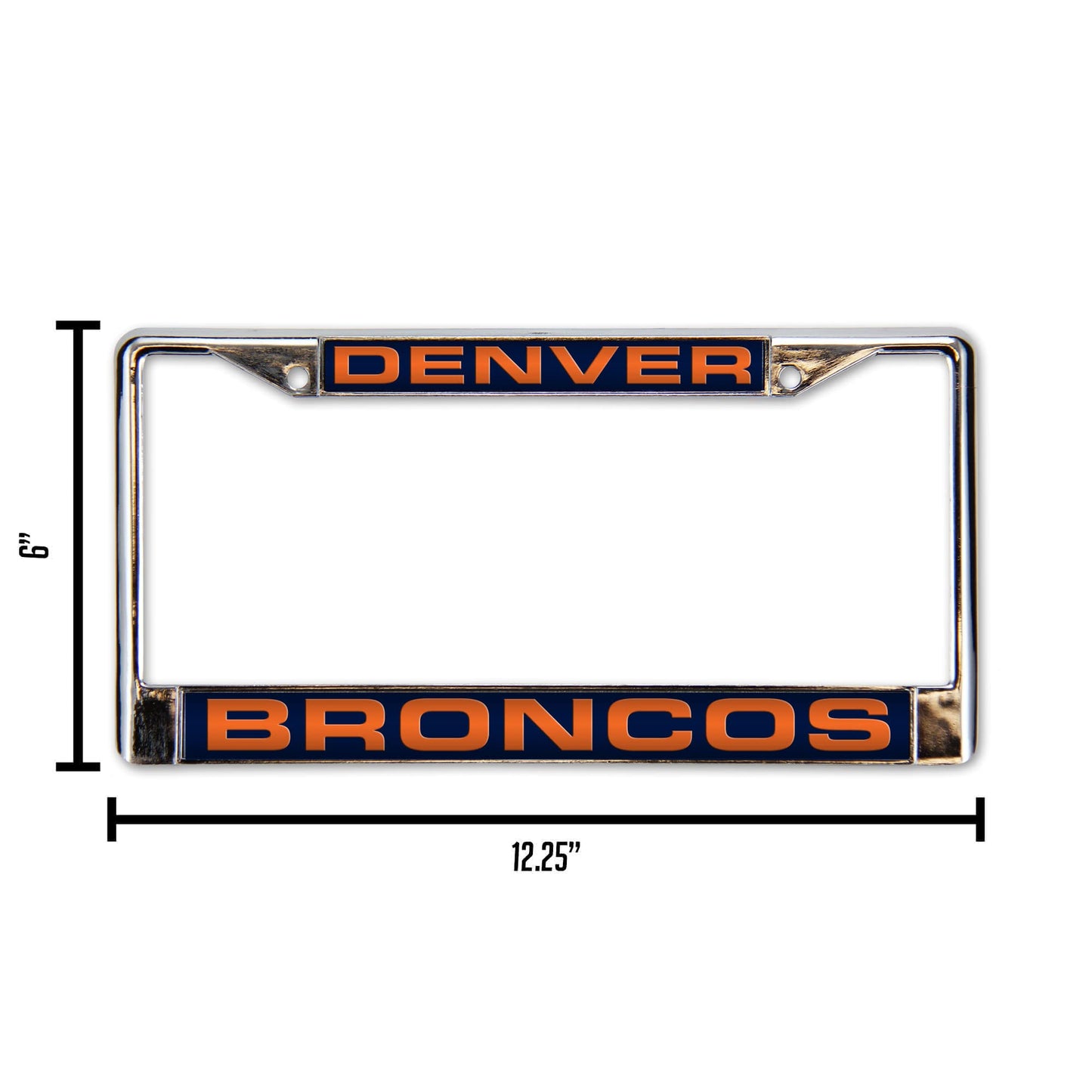 Denver Broncos Laser Chrome License Plate Frame Free Screw Caps Included