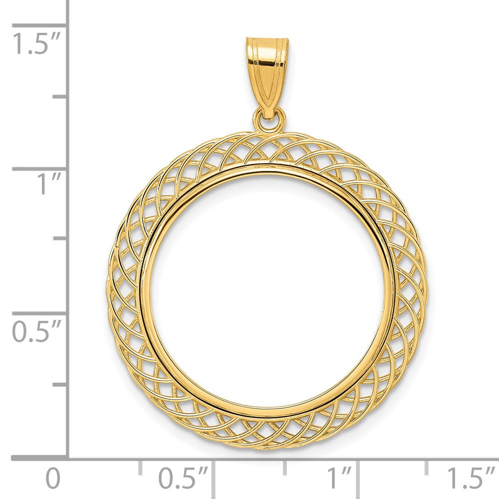 14k Polished Quad Loop with 22.0mm Prong Coin Bezel Pendant