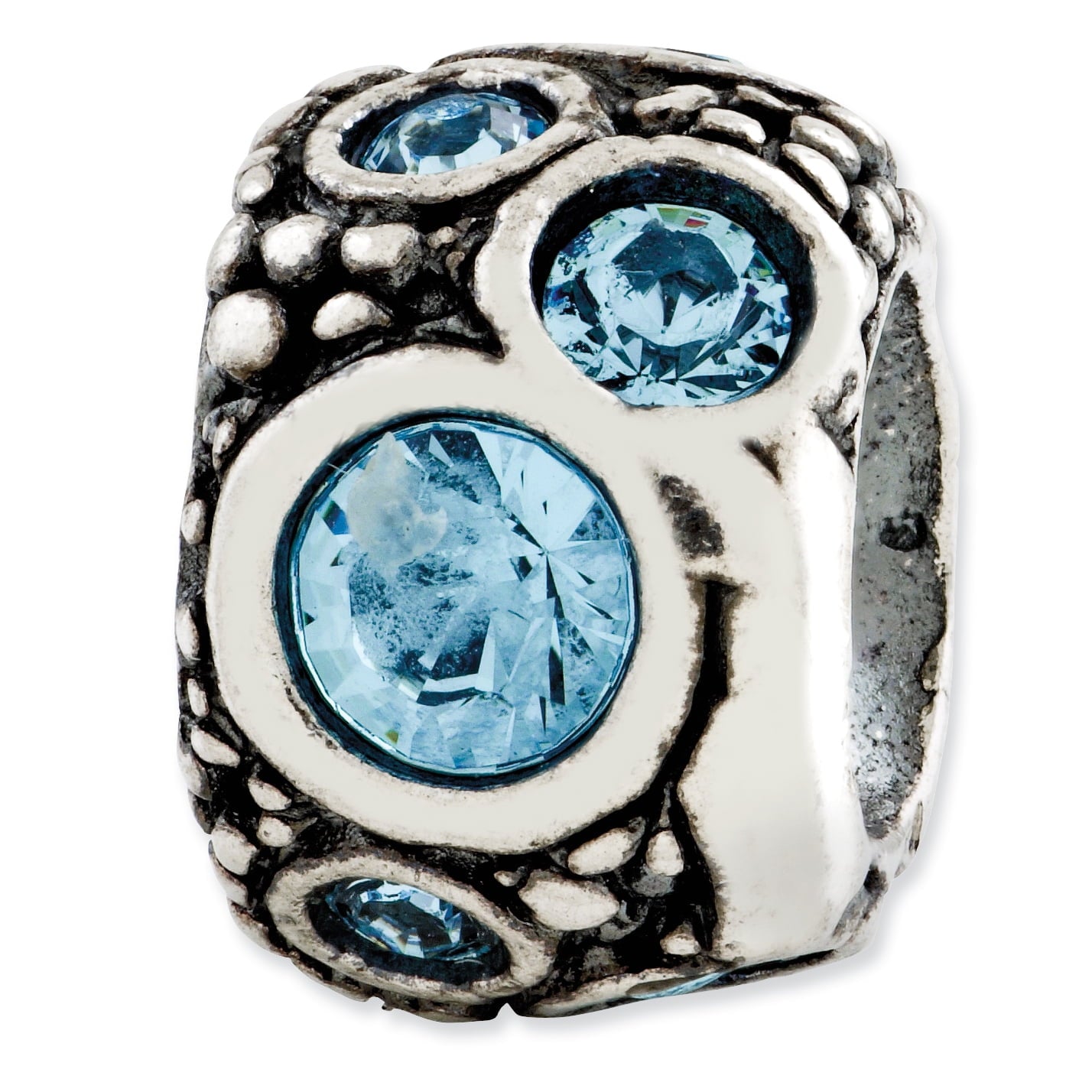 Sterling Silver Reflections Light Blue Crystal Bead