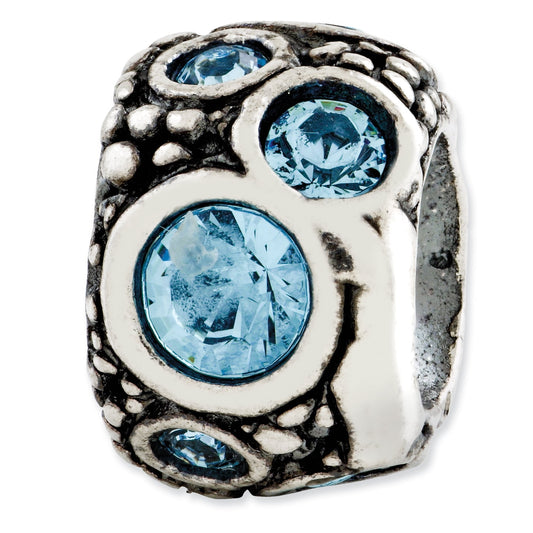 Sterling Silver Reflections Light Blue Crystal Bead
