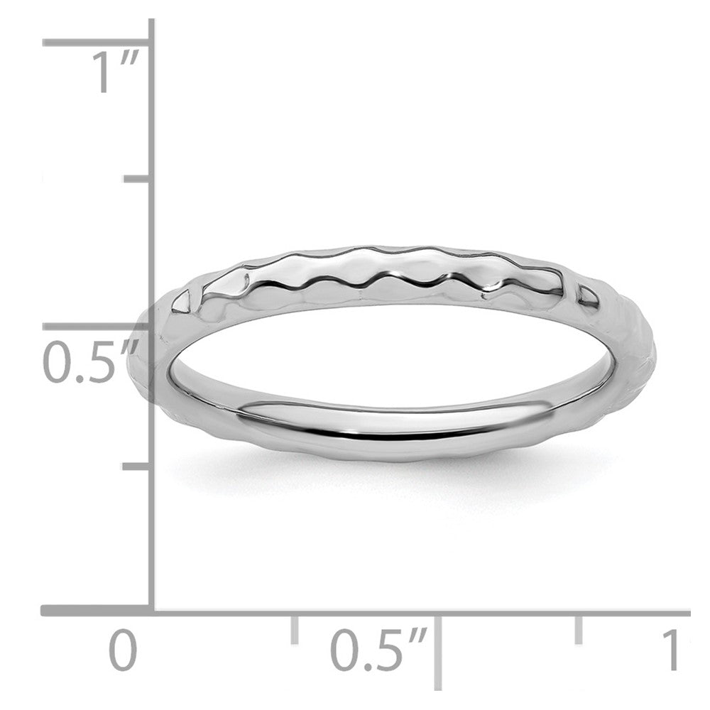 Sterling Silver Stackable Expressions Rhodium Hammered Ring Size -9
