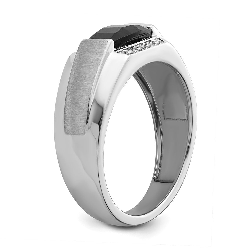 Sterling Silver Onyx & Diamond Ring Rd 8- .005ct- Stone:A Dia:S33