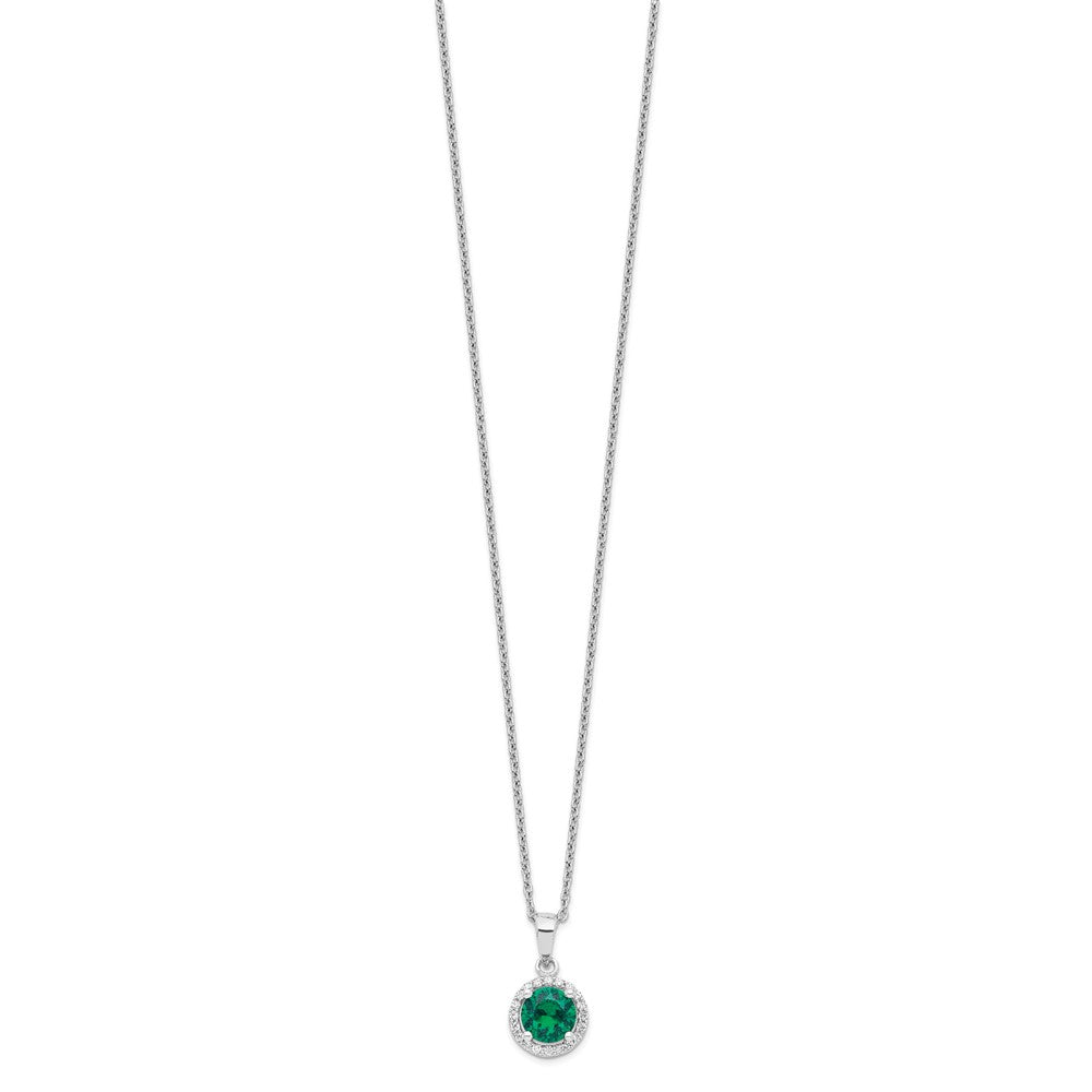 Brilliant Embers Sterling Silver Rhodium-plated 20 Stone 18 inch White and Green Micro Pav‚ CZ Necklace with 2 Inch Extender 18 Inches
