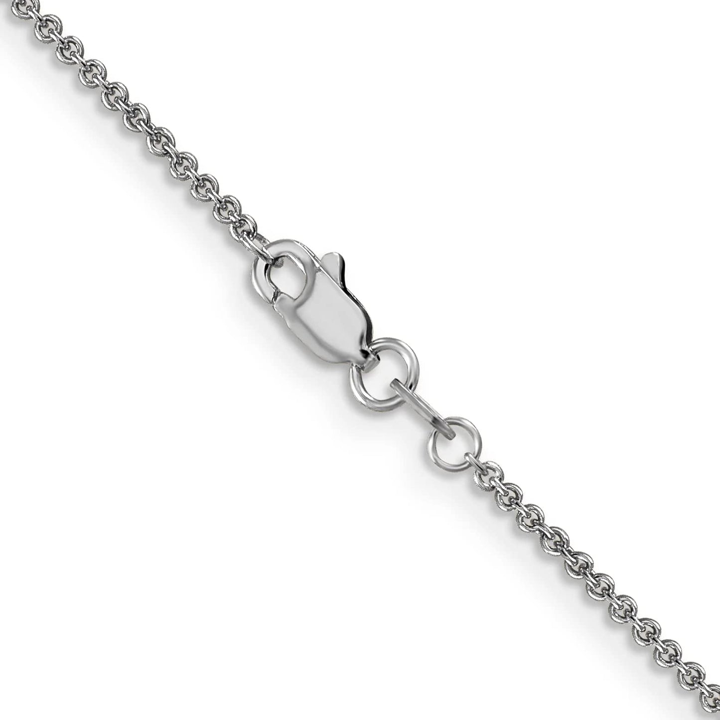 14K White Gold 9 inch 1.4mm Round Open Link Cable with Lobster Clasp Anklet