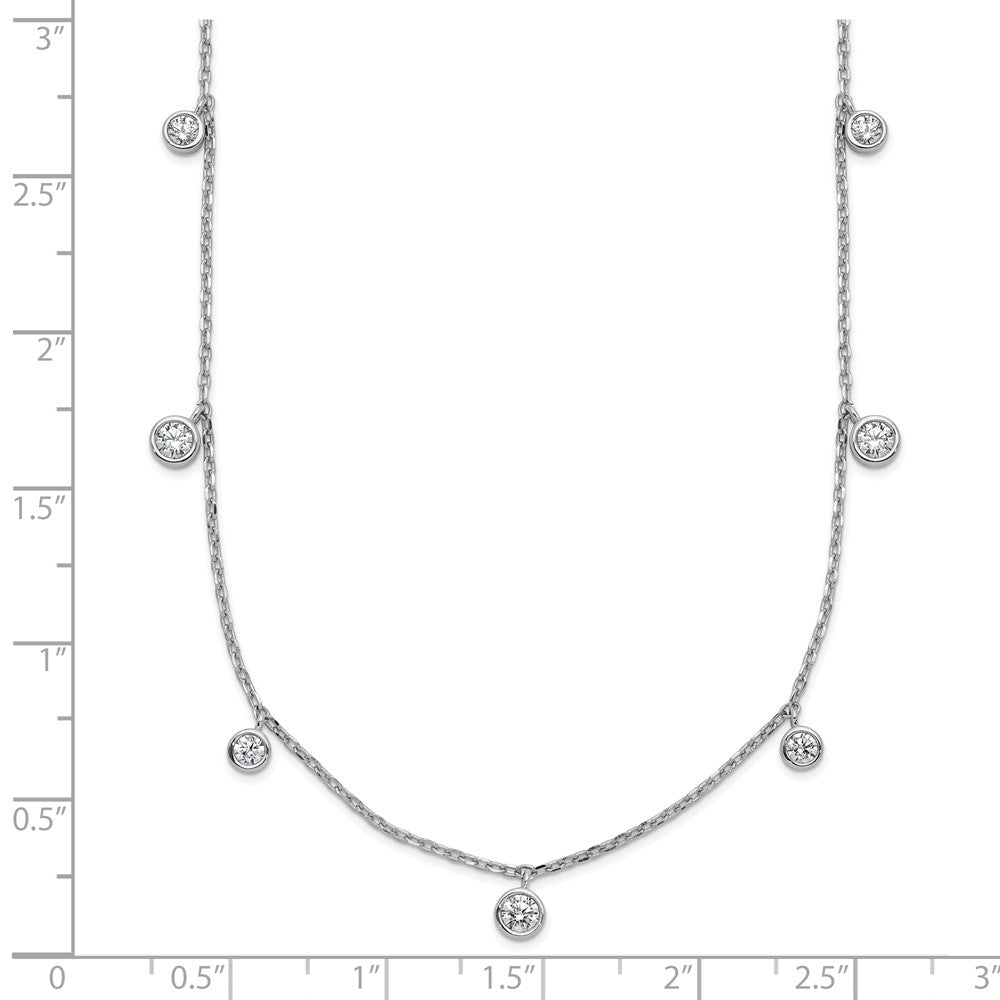 Sterling Shimmer Sterling Silver Rhodium-plated CZ 9 Stone 9 Station 16 inch with 2 inch Extension Necklace 16 Inches