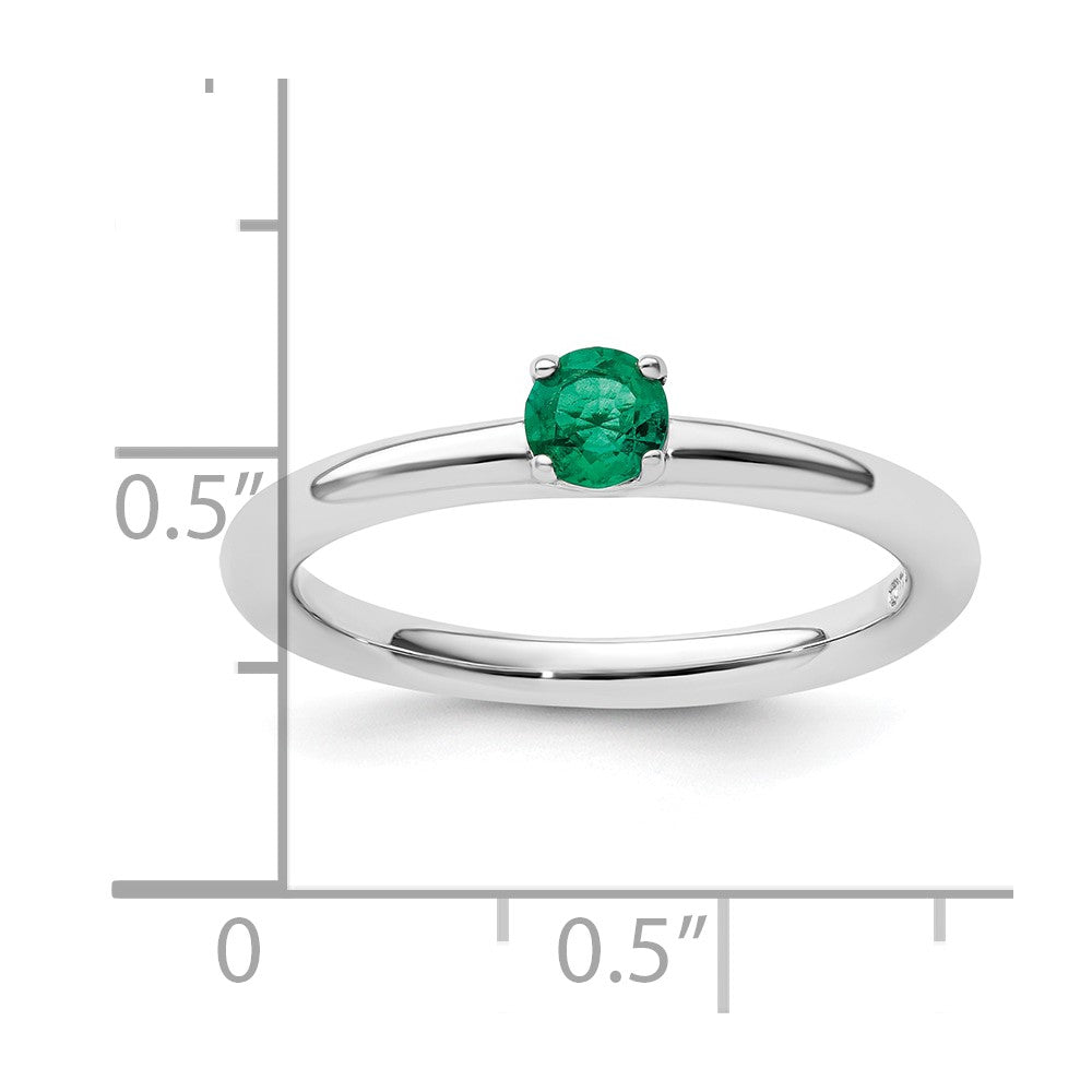 Sterling Silver Stackable Expressions Rhodium Cr. Emerald Ring
