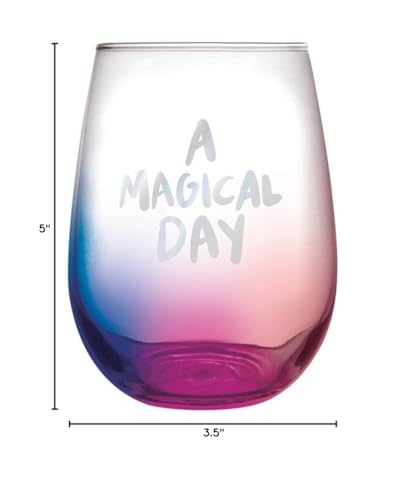 A Magical Day Stemless Wine Glass in Tinted Multicolored | 20oz