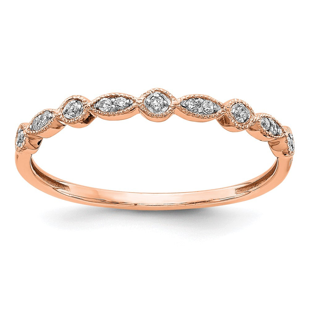 10K Rose Gold Diamond Fancy Band Size 6.75