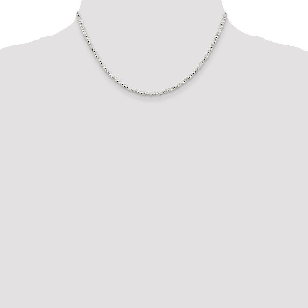 Sterling Silver 3mm Beads on Box Chain 16 Inches