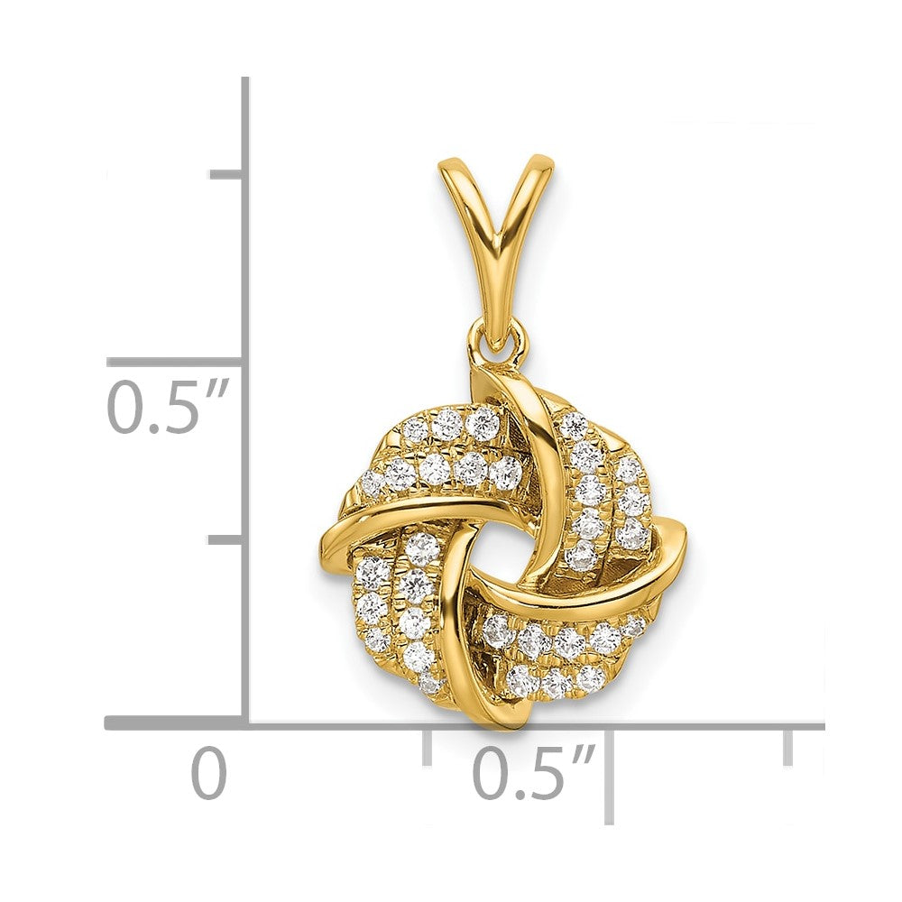 14k 1/5 carat Lab Grown Diamond VS/SI+ G+ Love Knot Pendant