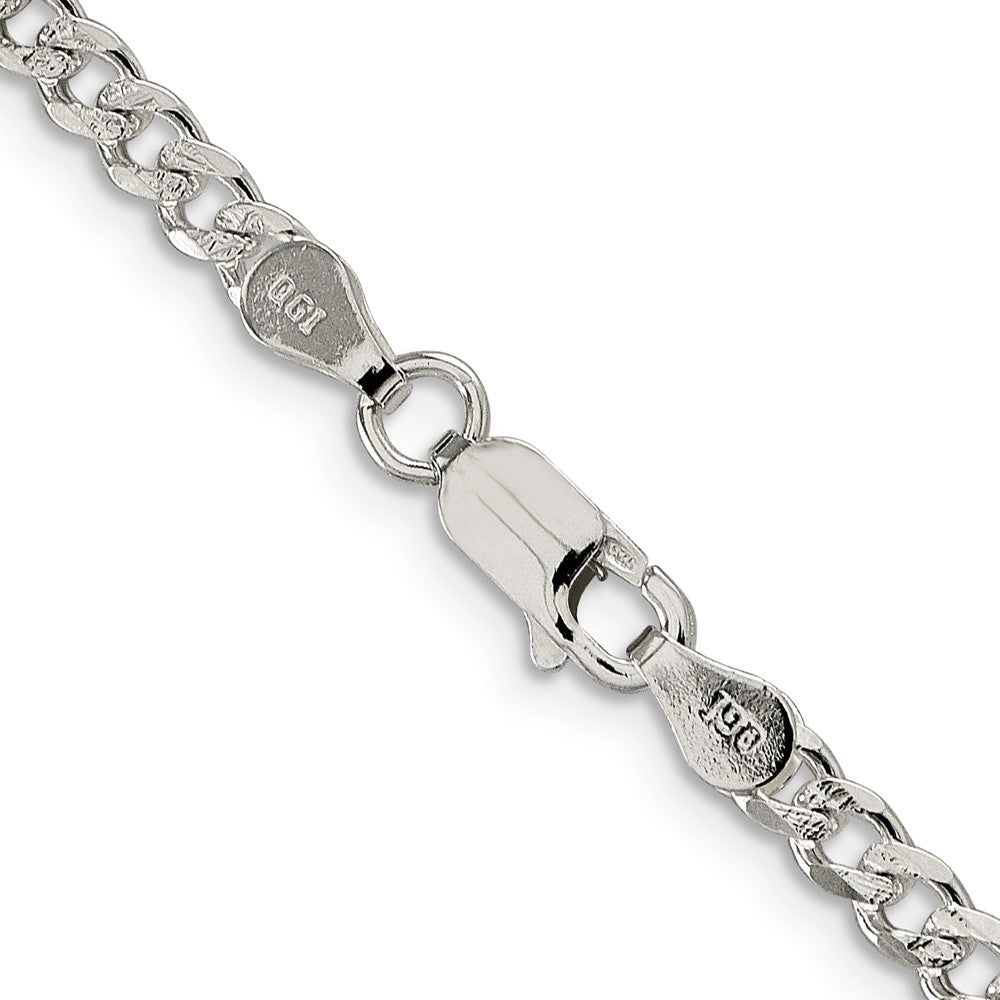 Sterling Silver 3.8mm Pav‚ Curb Chain 20 Inches