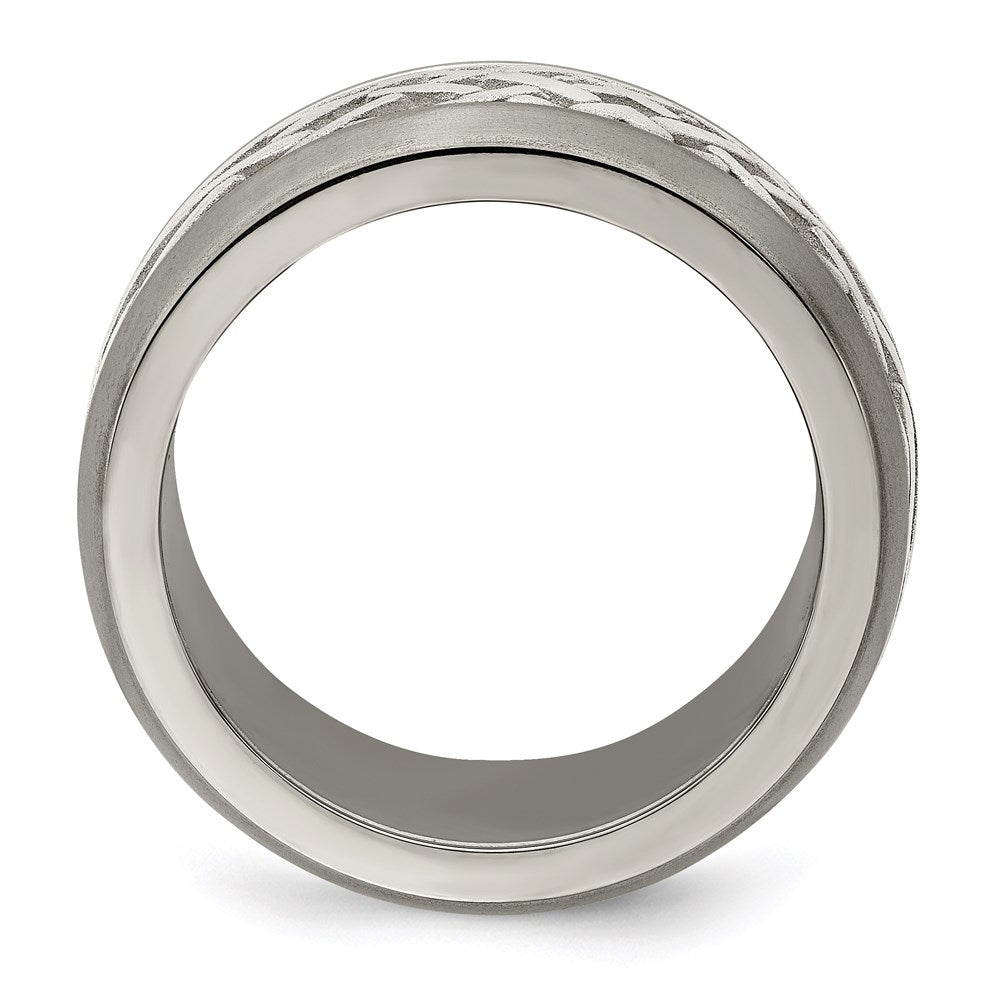 Edward Mirell Titanium & Sterling Silver Inlay Polished Weave Ring