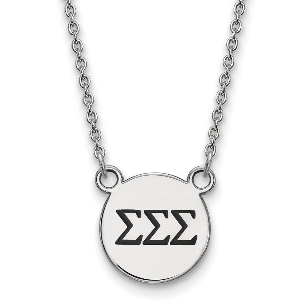 LogoArt Sterling Silver Sigma Sigma Sigma Extra Small Enameled Pendant Necklace With 18 Inch