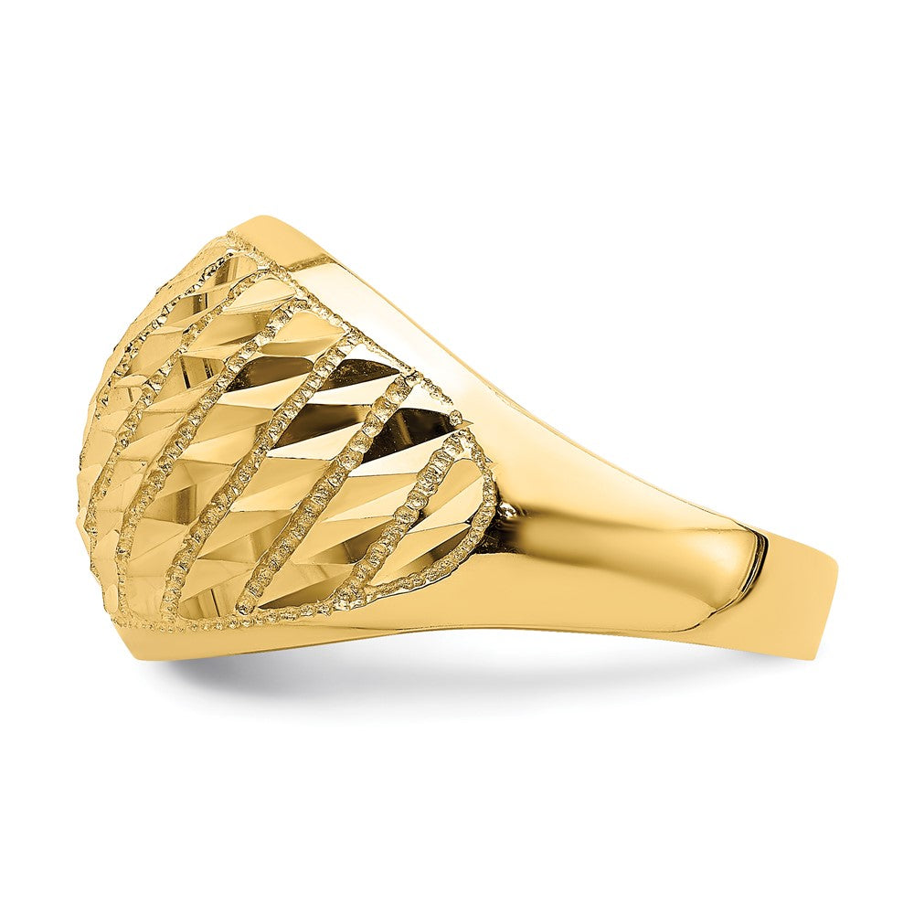 14K Diamond-cut Lattice Pattern Dome Ring Size 6.5