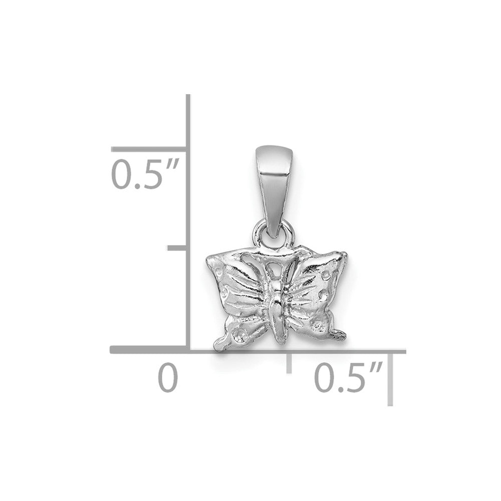 Sterling Silver Madi K Rhodium-plated Polished and Textured Butterfly Childrens Pendant