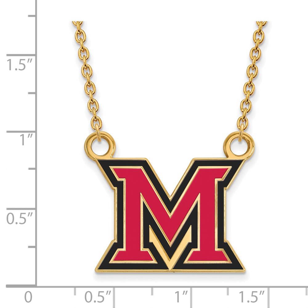 Logoart Sterling Silver Gp Miami U Large Enamel Pendant Necklace