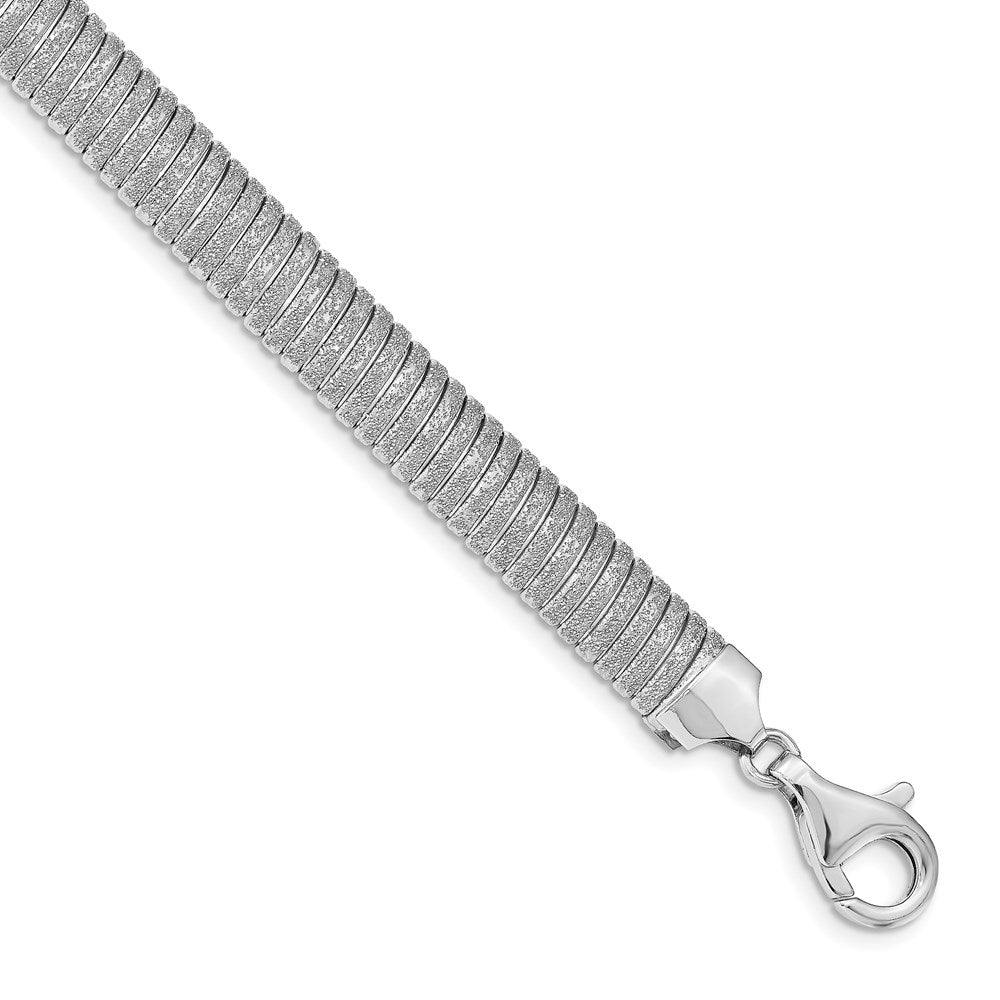 Sterling Silver Rhodium-plated Polished Textured Bracelet