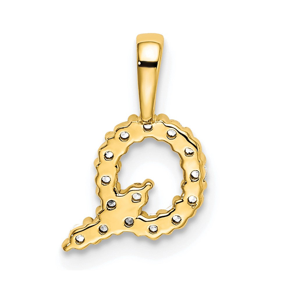 14k 1/6 carat Lab Grown Diamond VS/SI+ G+ Letter Q Initial Pendant