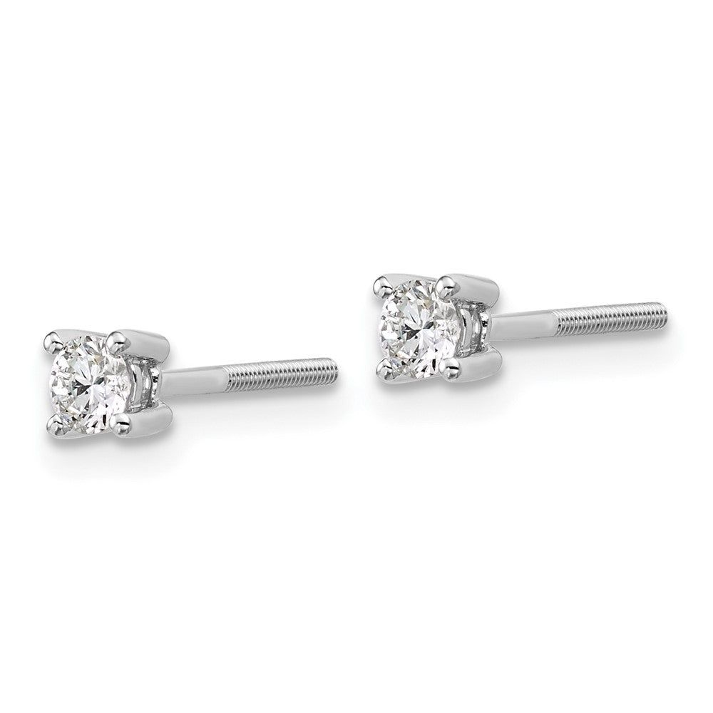 14k White Gold 1/4 ctw Lab Grown Diamond VS+ F+ Round 4 Prong Heavy Wt. Screwback Stud Earrings