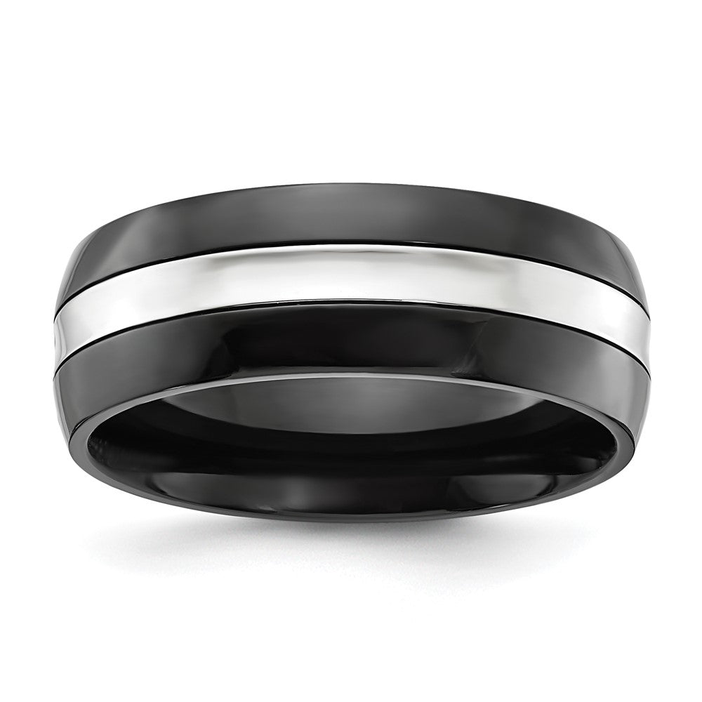 Cobalt Polished Black IP-plated 8mm Band Size - 8.5