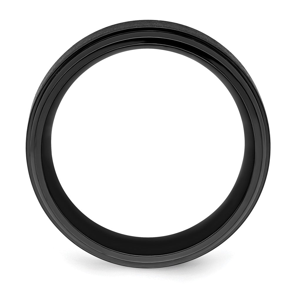 Black Zirconium Polished with Brushed Center 9mm Beveled Edge Band Size - 13