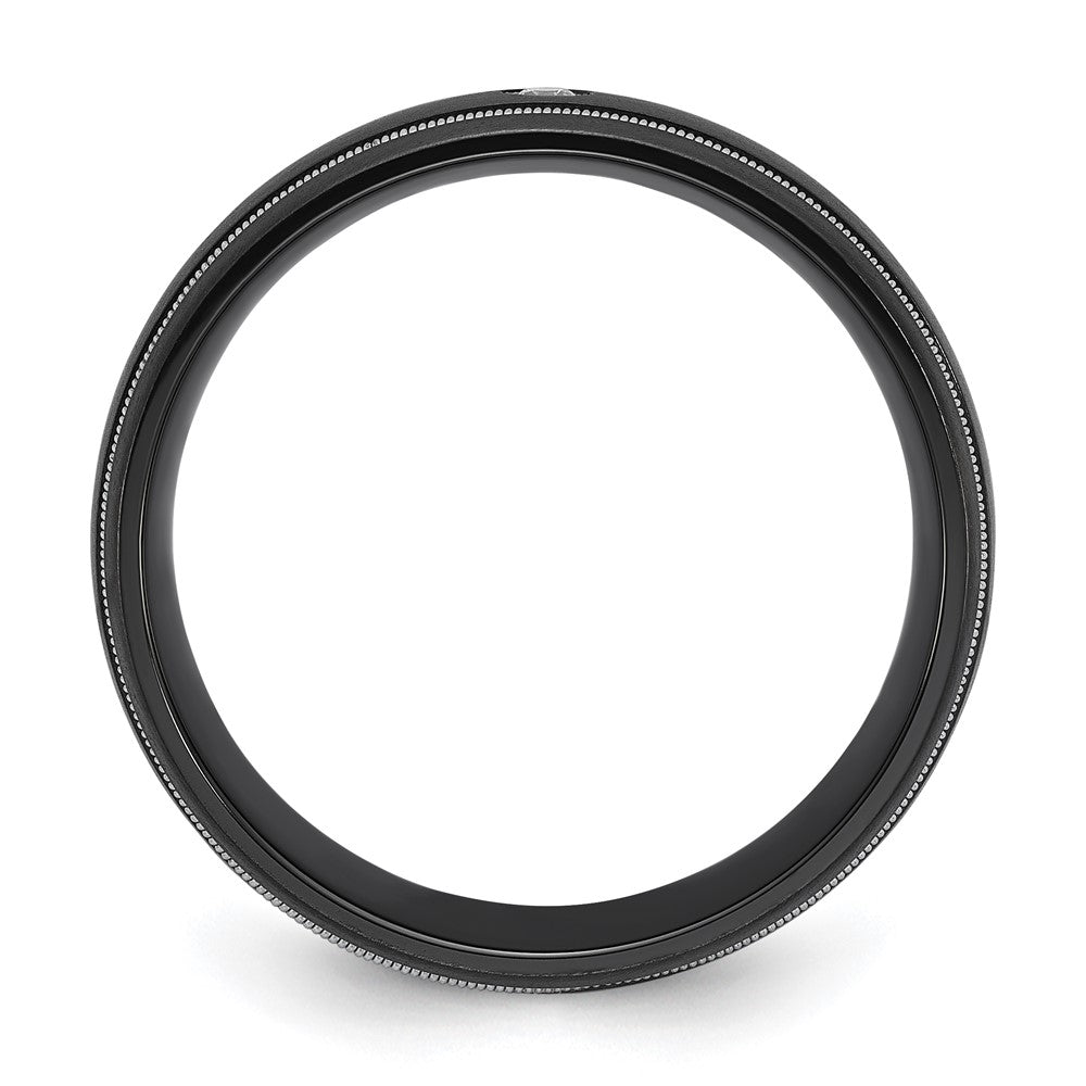Chisel Black Zirconium Brushed with CZ 8mm Band Size - 9