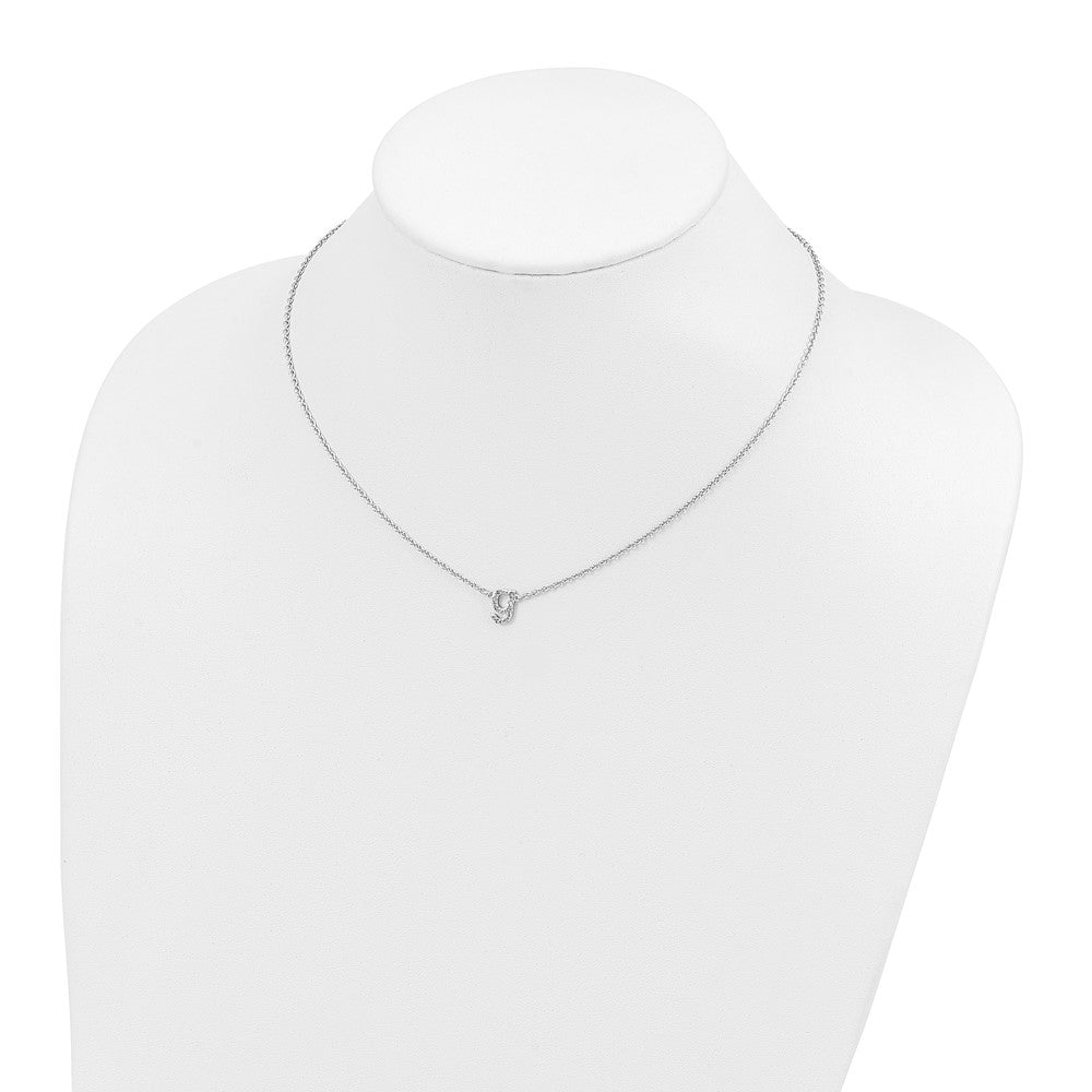 Sterling Silver Polished Diamond Initial g with 16 + 2 in ext Necklace