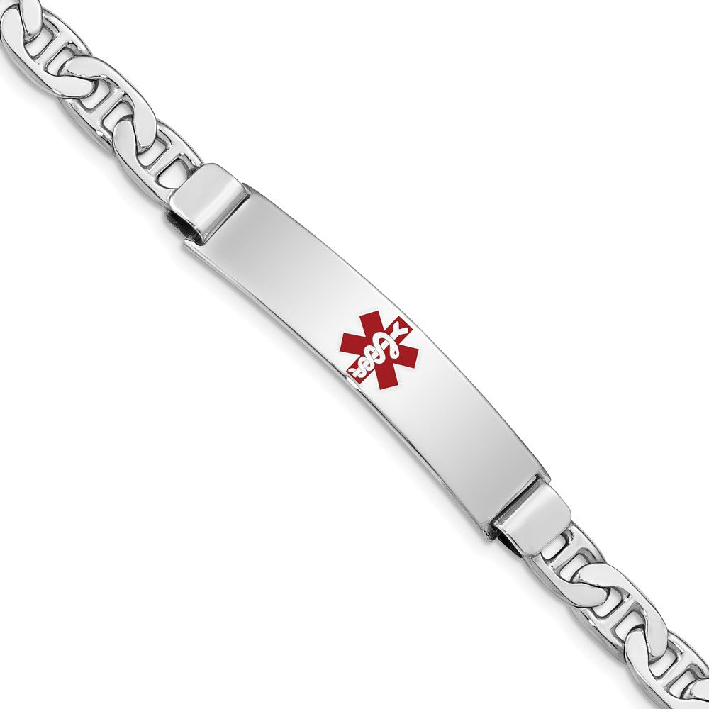 Sterling Silver Rhodium-plated Medical ID Anchor Link Bracelet 8 inches