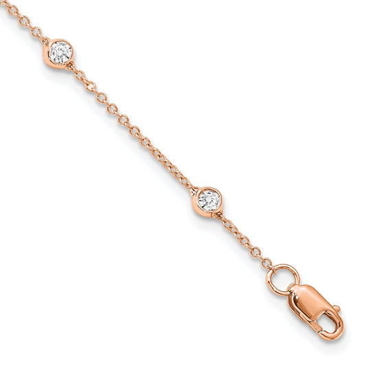 True Origin 14k Rose Gold 3/8 carat Lab Grown Diamond VS DEF Seven Station 7 inch Bracelet