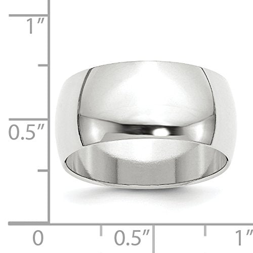 10k White Gold 10mm Half Round Wedding Band Size 7