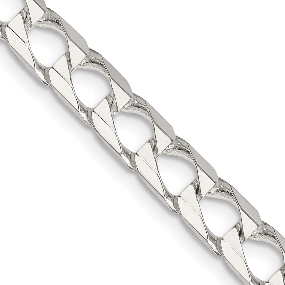 Sterling Silver 6.25mm D/C Square Curb Chain 24 Inches
