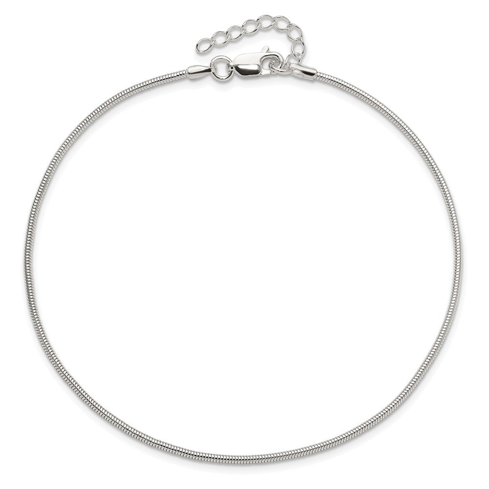 Sterling Silver 1.5mm Round Snake Chain 9in Plus 1in ext. Anklet 9 inches