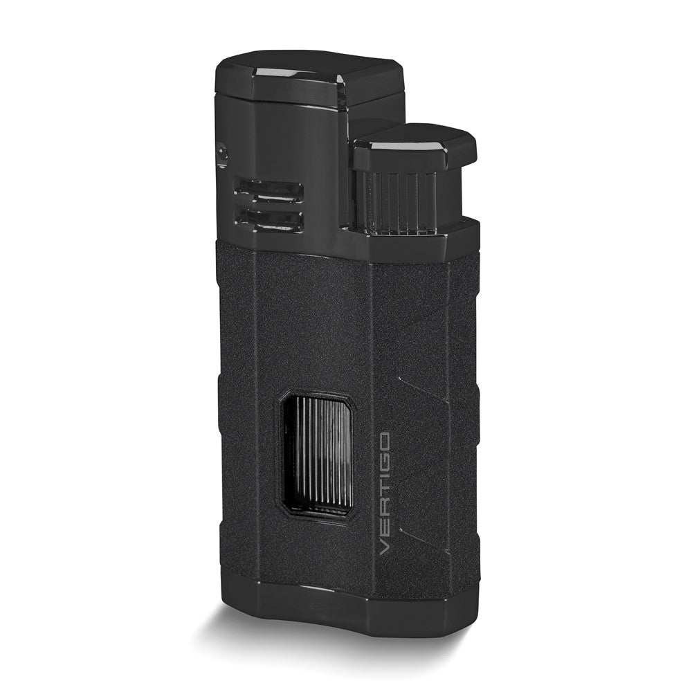 Vertigo Envoy Black Triple Torch Flame with Fold Out Punch Cigar Rest