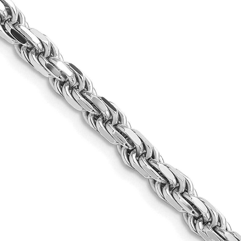 Sterling Silver Rhodium-plated 4.6mm Diamond-cut Rope Chain 26 Inches