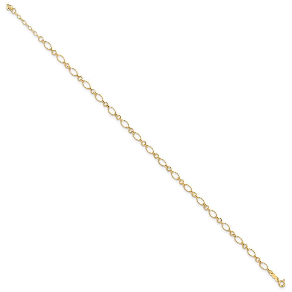 14k Fancy Link 9in with 1in ext Anklet 10 inches