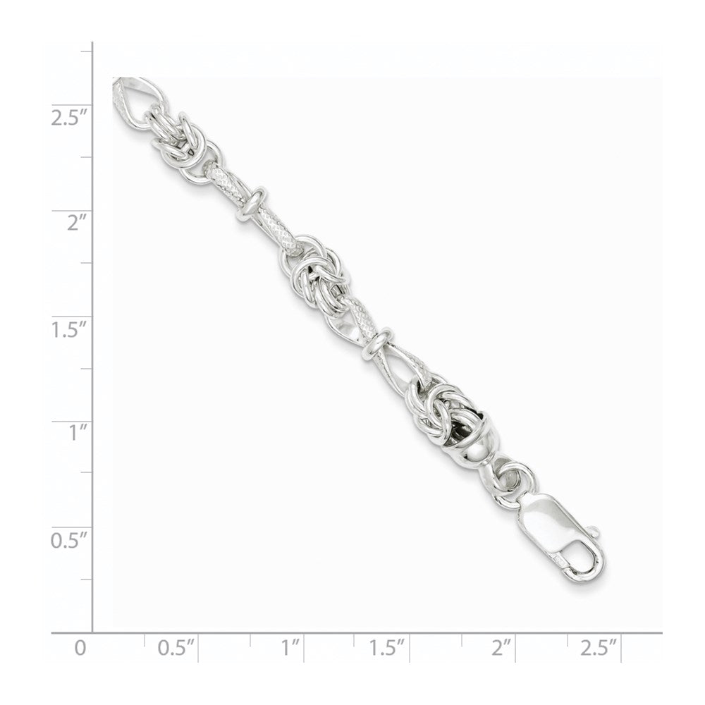 Sterling Silver Polished and Textured Fancy Bracelet 7.5 inches