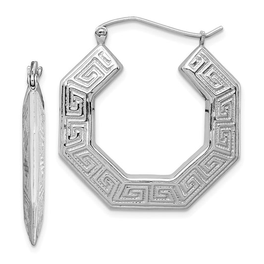 Sterling Shimmer Sterling Silver Rhodium-plated 60 Stone 2.25mm CZ In and Out Round Hinged Hoop Earrings