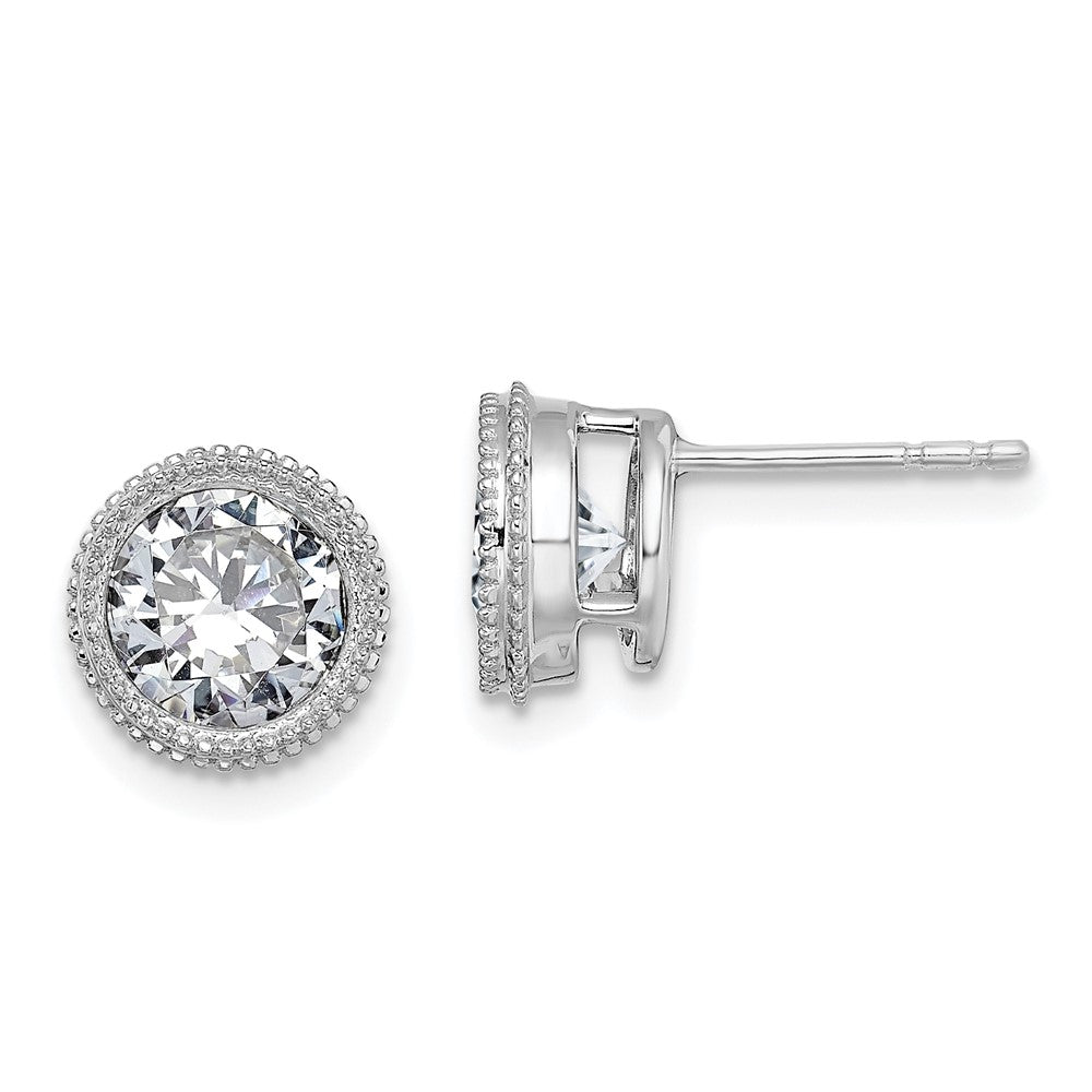 14k White Gold Round Beaded Bezel G H I True Light Moissanite Earrings