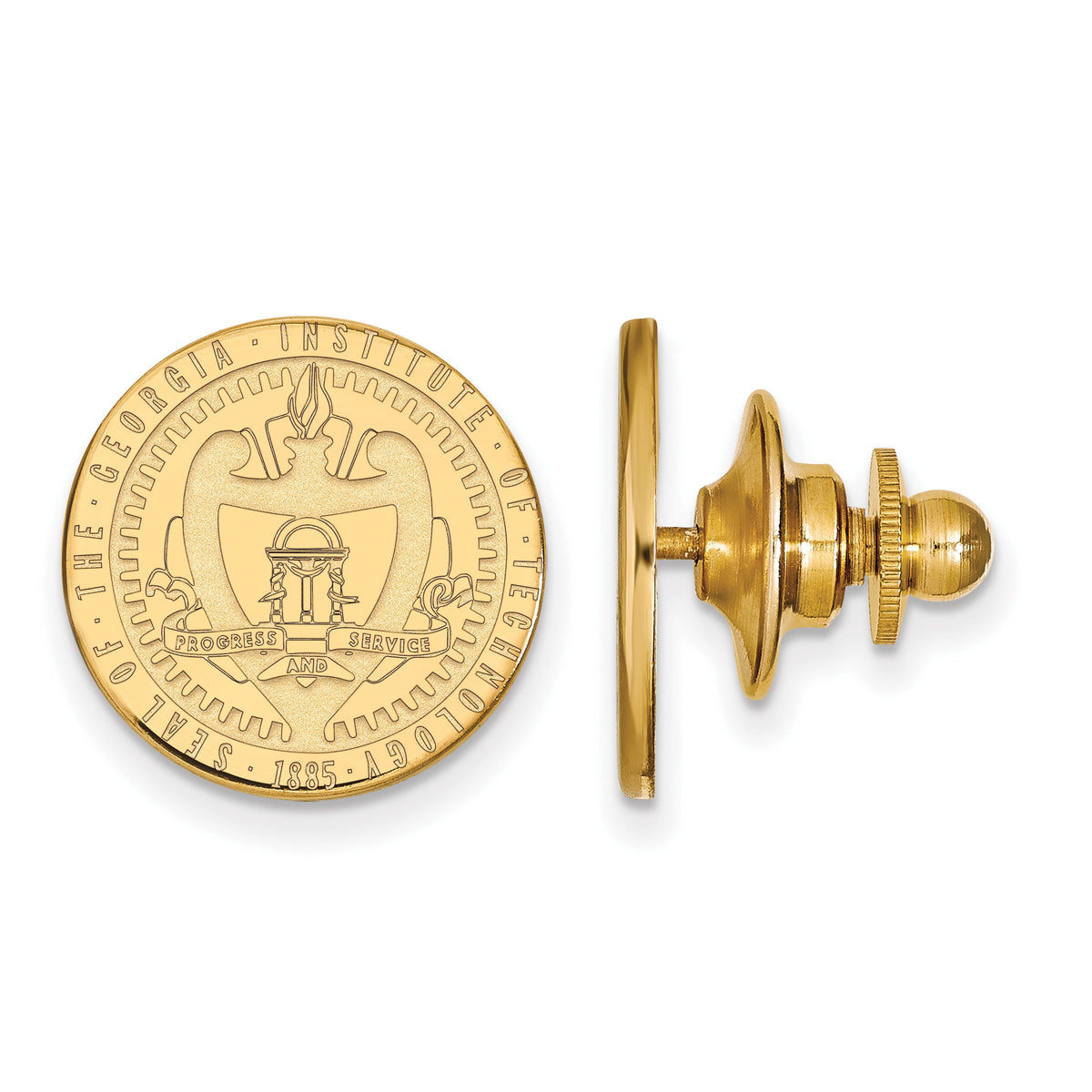 Sterling Silver Gold-plated LogoArt Georgia Institute of Technology Crest Lapel Pi QGP057GT