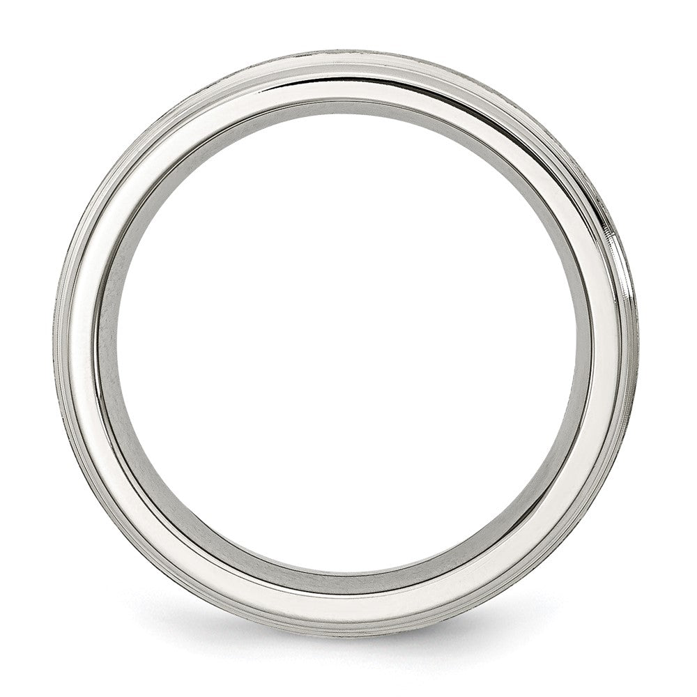 Stainless Steel Polished w/Satin Center 6mm Grooved Edge Band Size - 12.5